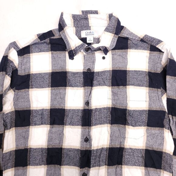 Croft & Barrow Buffalo Check Flannel Casual Button Up Shirt Mens Size s Blue - Picture 1 of 10